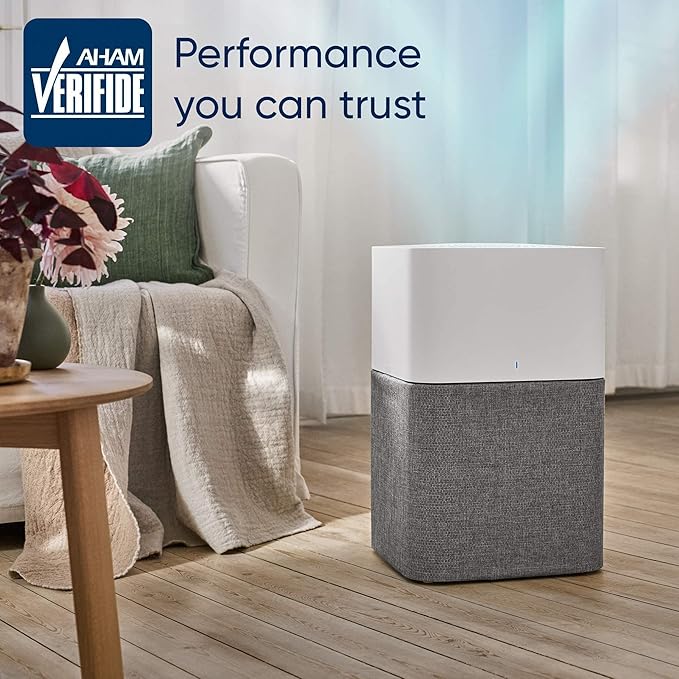 BLUEAIR Air Purifier Large Room, Air Cleaner for Dust Pet Dander Smoke Mold Pollen Bacteria Virus Allergen, Odor Removal, for Home Bedroom Living Room, Washable Pre Filter, HEPASilent, Blue 211+ Auto