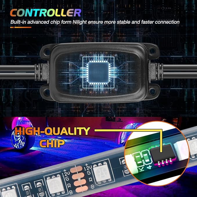 Nilight 4PCS 15.5inch Double Row LED Wheel Ring Lights RGB