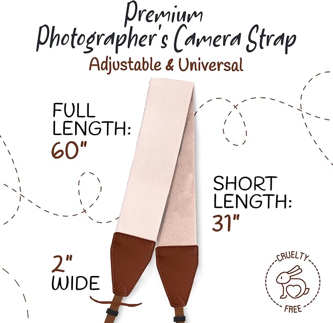 Art Tribute Camera Strap For Photographers Padded Universal Fit Neck Shoulder &