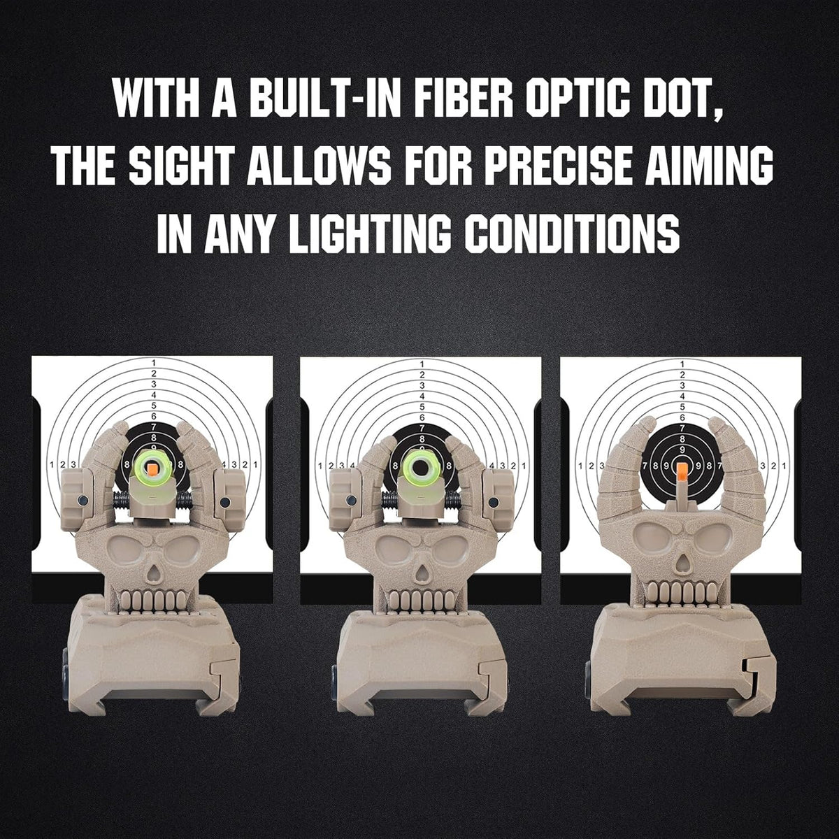 Skiennix Flip Up Sights - Durable Polymer Fiber Optic Sights for Picatinny Rails