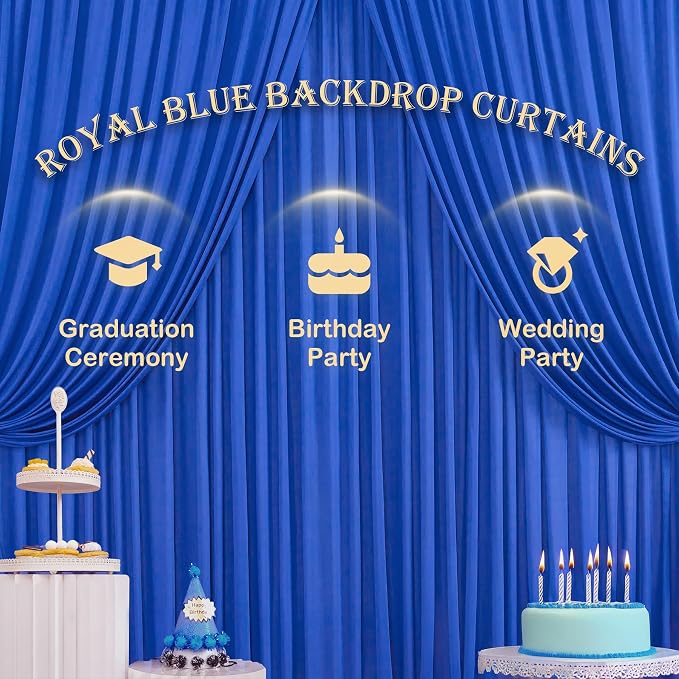 20ft x 12ft Wrinkle Free Royal Blue Backdrop Curtains