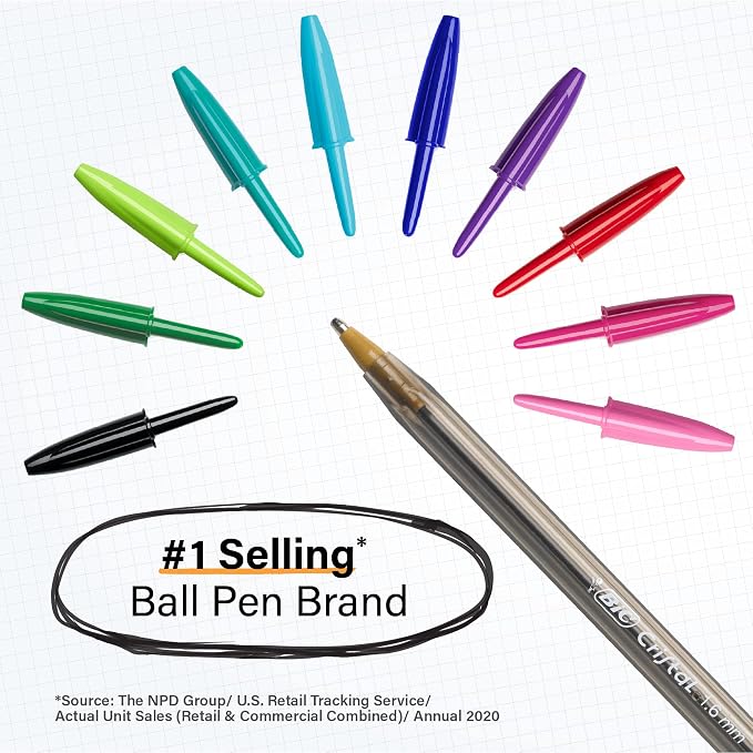 BIC Cristal Xtra Bold Ballpoint Pens, Bold Point, School Supplies