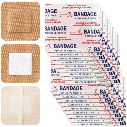 Marsui 200 Pcs Adhesive Spots Bandages Square Tan Adhesive Bandages Flexible Non Latex Knuckle Fingertip for Small Incisions Wound Care Discreet First Aid and Hides Skin Spots(1.5")