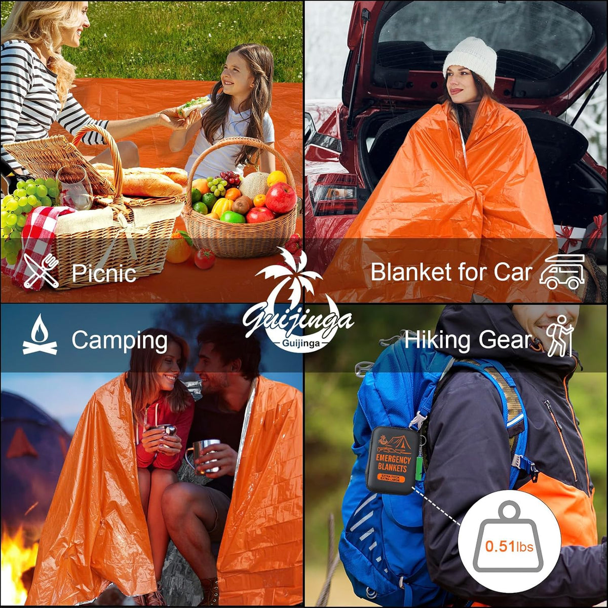 Survival Emergency Blankets - Thick Mylar Space Blankets for Camping & Hiking | 2-Pack/4-Pack