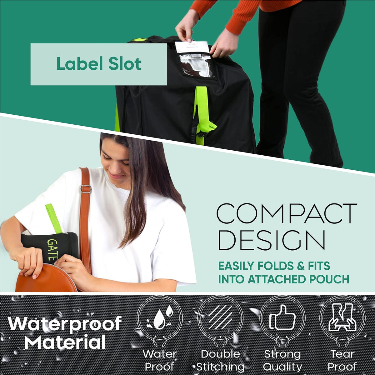 Car Seat Travel Bag for Airplane, Backpack Straps, Fits Most Car Seats
