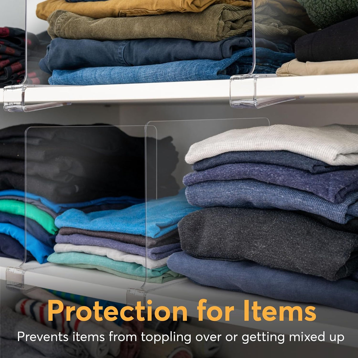 10 Pack Acrylic Shelf Dividers for Closet 11x7.9 Inch – Acrylic Dividers for Shelves Clear Closet Shelf Separators for Purses, Clothes Storage – Vertical Bookshelf Dividers for Bedroom & Kitchen