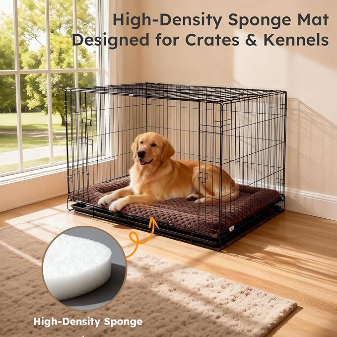 Dog Bed Mat, Dual-Sided Dog Crate Bed Mat - Ultra Soft & Machine Washable Kennel Pad for Cats and Extra Small Dogs, All-Season Comfort Pet Bed for Crates, Travel, and Home, Brown, 18 x 14 Inch