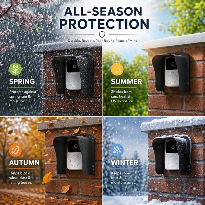 2 Pack Ring Doorbell Cover Weatherproof, Large Metal Ring Doorbell Protector