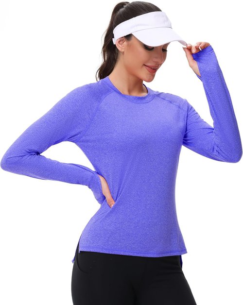 Isnowood Women's Sun Protection Long Sleeve Shirts - UPF 50+ UV Rash Guard Athletic Tops for Outdoor Activities