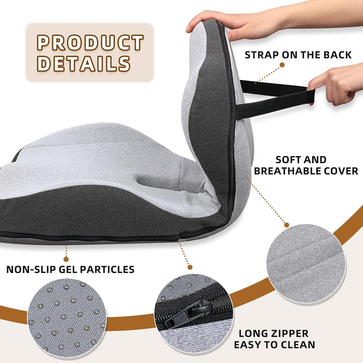 Dual-Layer Memory Foam Car Seat Cushions for Driving, with Lumbar Support