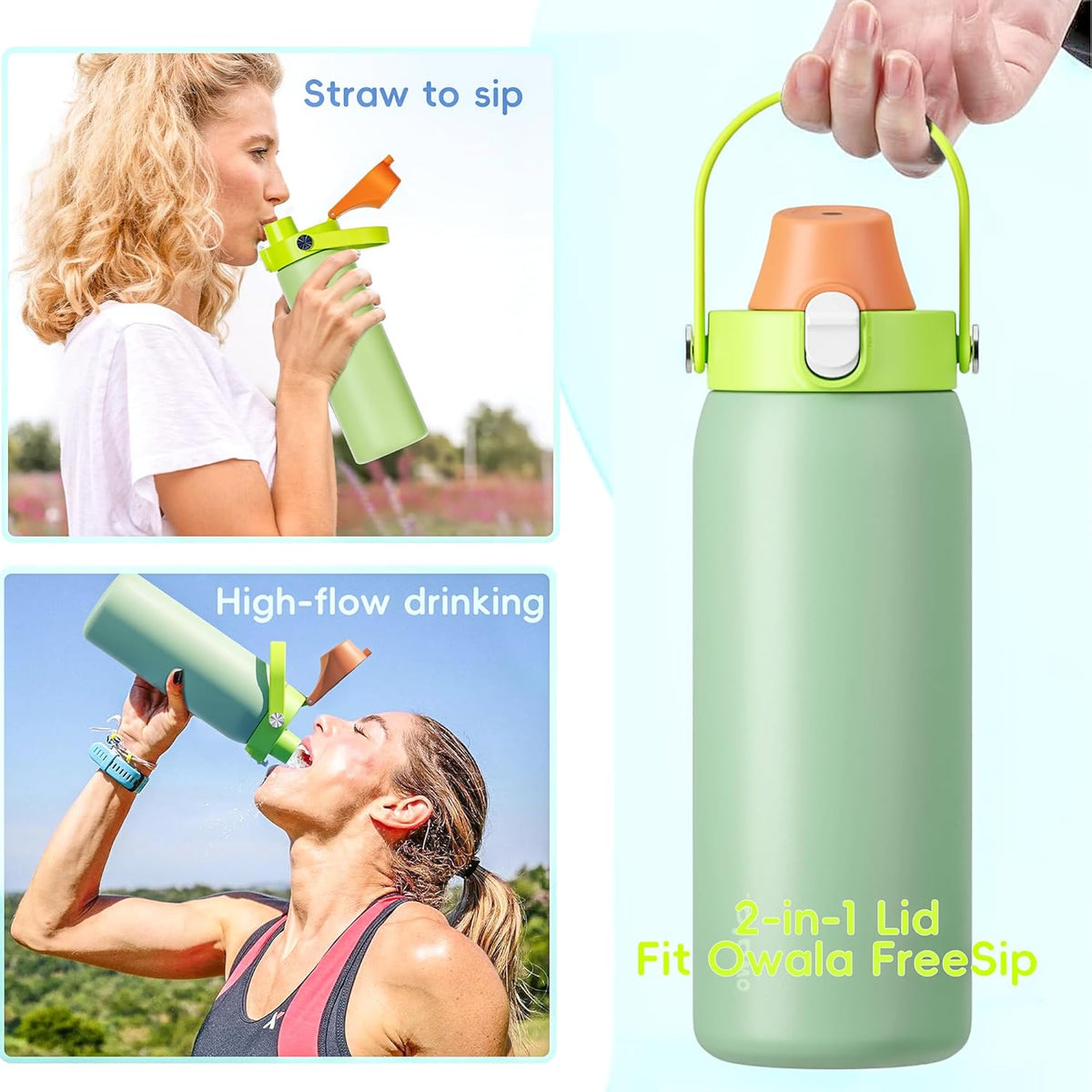 Owala 2-in-1 Replacement Lid - Leak-Proof, BPA-Free Top for 16oz, 24oz, 25oz, 32oz, 40oz Cups