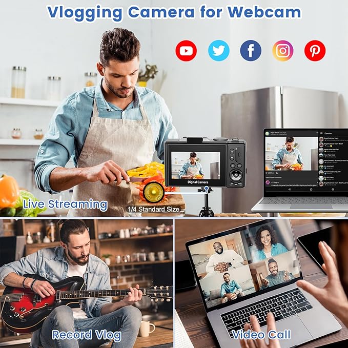 4K Digital Camera for Photography, 64MP HD WiFi Vlogging Camera for YouTube