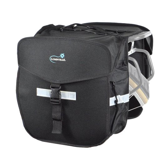 Lumintrail Bike 36L Double Panniers - Saddle Bags for Rear Rack Bike Bags with Safety Reflective Strips, and Carrying Handle - Perfect for Grocery Shopping, Easy Commuting and Long Cycling Trips