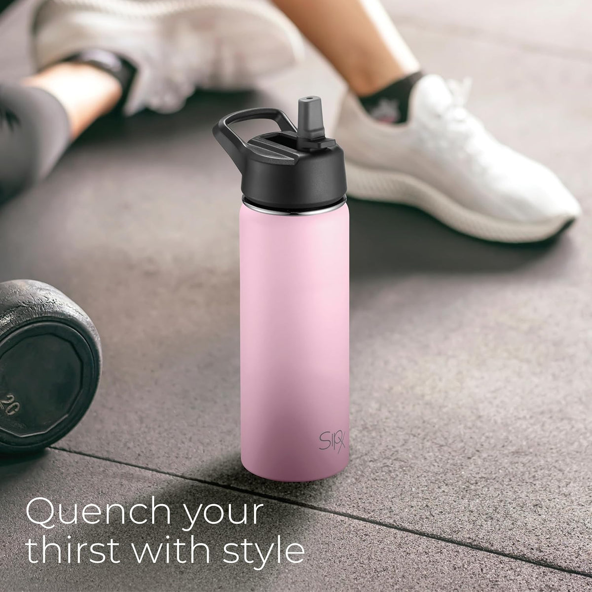 SipX™ Insulated Water Bottle - 18 oz Leakproof Stainless Steel | Triple Insulated for 24-Hour Cold & 12-Hour Hot - Durable Light Pink Bottle for School, Gym, Travel