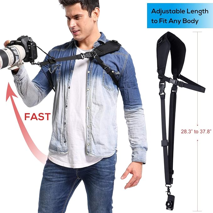 Waka Camera Neck Strap with Quick Release, Safety Tether and Underarm Strap