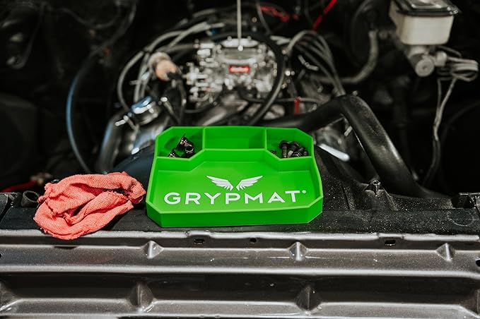 Grypmat Plus Grip Mat for Mechanics - Non-Slip Flexible Silicone Tool Tray - Tool Organizer for Tool Box - Magnetic-Free, Easy-to-Clean Tool Mat - Small, Gray
