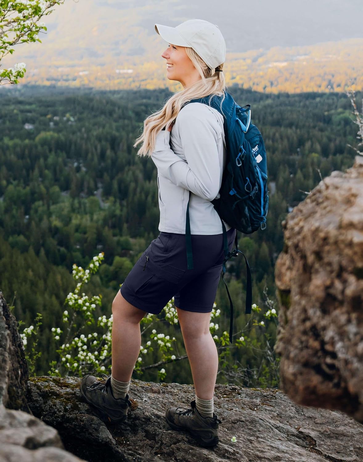 SANTINY Women's Lightweight Hiking Cargo Shorts - Quick Dry with 5 Zipper Pockets | 7"/9" Sizes