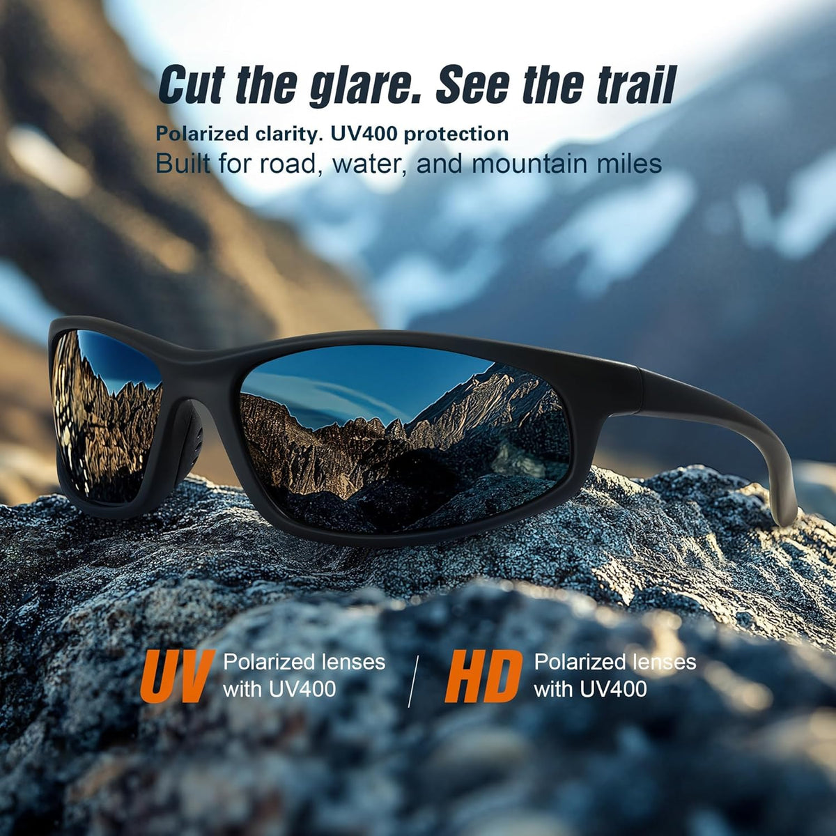 Skiennix Polarized Sports Sunglasses - UV Protection Wraparound Design for Running, Cycling, Fishing | 3 Pack