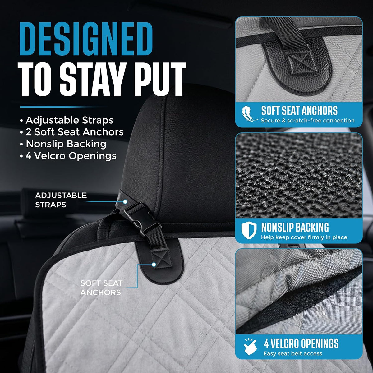 Bulldogology Dog Car Seat Cover Waterproof Heavy Duty Bench Dog Hammock Backseat Protector from Hair, Muddy Paws, Scratches - Pet Car Seat Cover for Cars Trucks SUVs (X-Large, Grey)