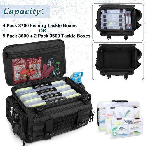 DSLEAF Waterproof Fishing Tackle Box Bag - Soft Storage with Rod Holder & Non-Slip Base for All Waters