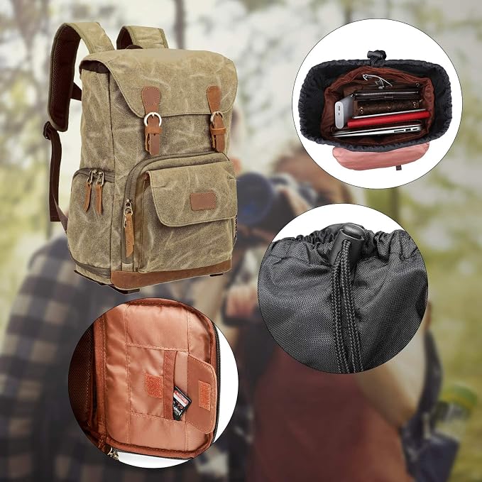 UBAYMAX Camera Backpack, DSLR SLR Waterproof Canvas Camera Bags Rucksack 15.6