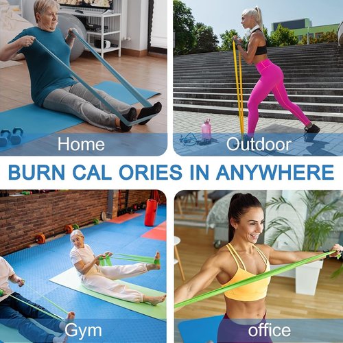 Lianjindun Resistance Bands Set - 5 Pcs Latex-Free Workout Bands for Pilates, Yoga & Physical Therapy