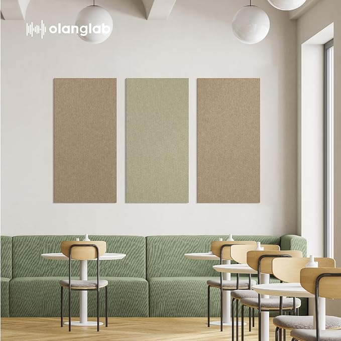 Olanglab Acoustic Panels 2 Pack, 48''x24'' Large Sound Panels, Fabric Wrapped Sound Proof Foam Panels for Walls, Sound Absorbing Panels for Recording Studio Acoustical Treatments (Khaki)