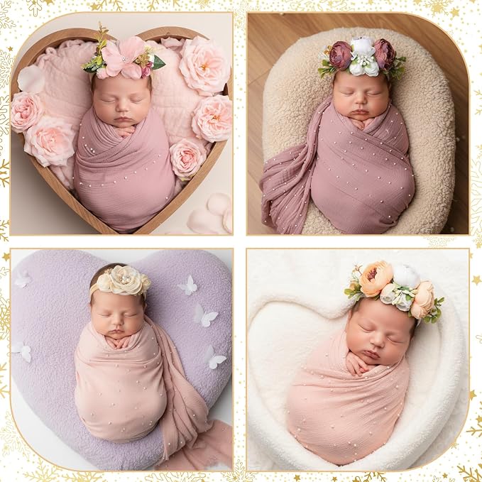 7 Pcs Baby Photoshoot Props Wrap Kit 3 Pieces Newborn Photography Props 4