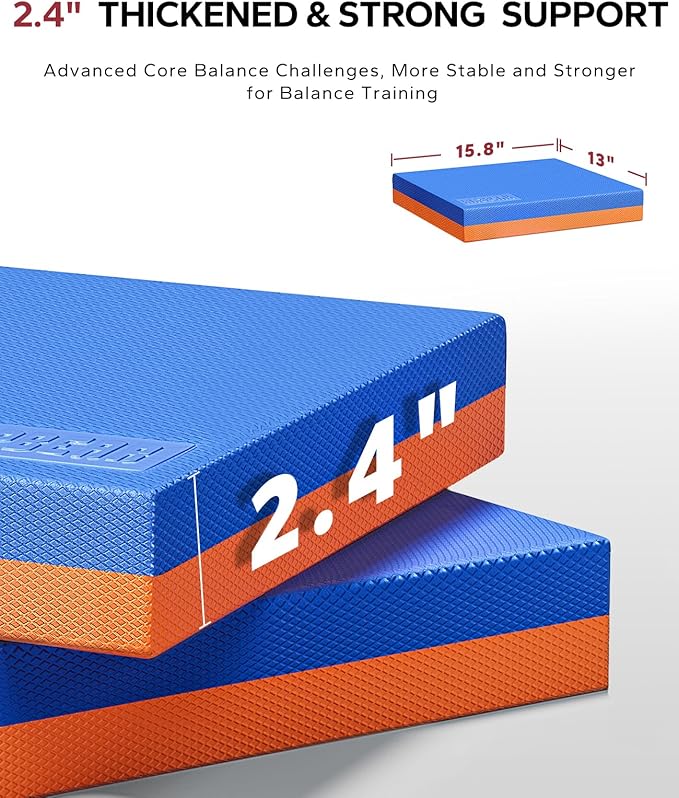 HAPBEAR Exercise Balance Pad - 15"x12" Non-Slip Textured Bottom Stability Training Mat - 2.25" Thick Soft Cushioned Foam for Physical Therapy, Core Training & Home Workouts