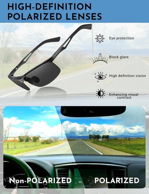 BIRCEN Polarized Sunglasses - Lightweight Anti-Glare Metal Wraparound | UV Protection for Men