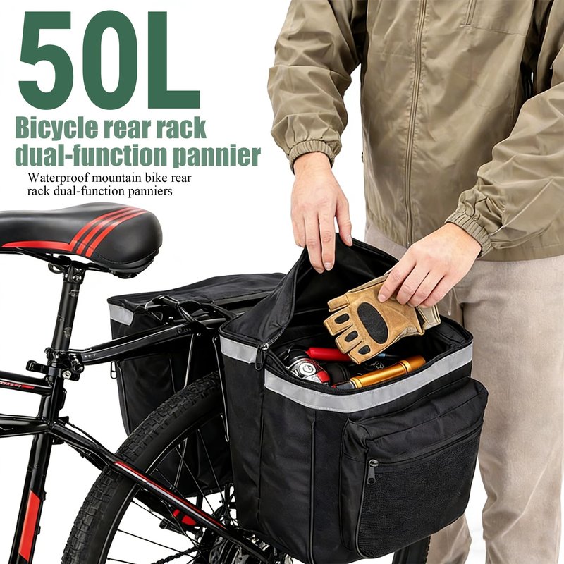 Yuecoom Bicycle Panniers, Bike Bag, Bicycle Rack Bag Bike Rear Carrier, 25L Waterproof Mountain Road Bike Rack Rear Seat Tail Carrier Trunk Doubility Pannier Bag