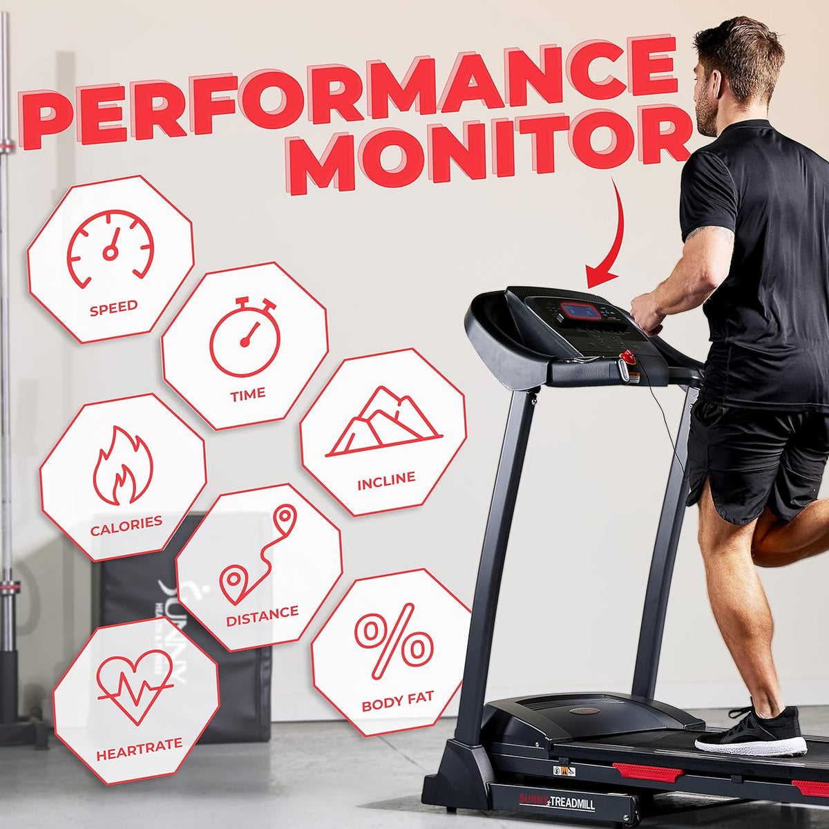 Sunny Health & Fitness Folding Treadmill - Smart Performance with Adjustable Incline & Free Bluetooth App