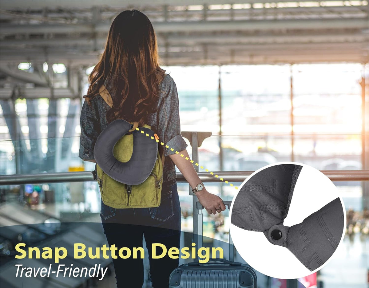 TREKOLOGY Inflatable Neck Pillow for Traveling - Inflatable Travel Pillow for Airplanes - Neck Air Pillow, Blow Up Travel Pillows for Neck Support