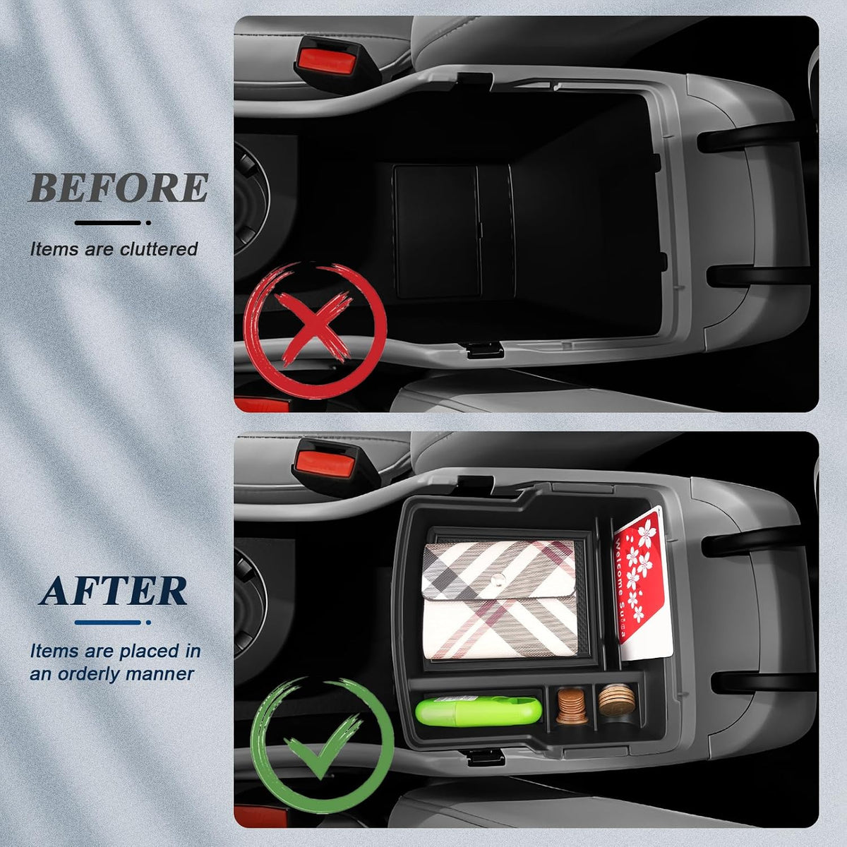 BIBIB0 for 2024 2025 2026 2027 Hyundai Kona Center Console Organizer Daul