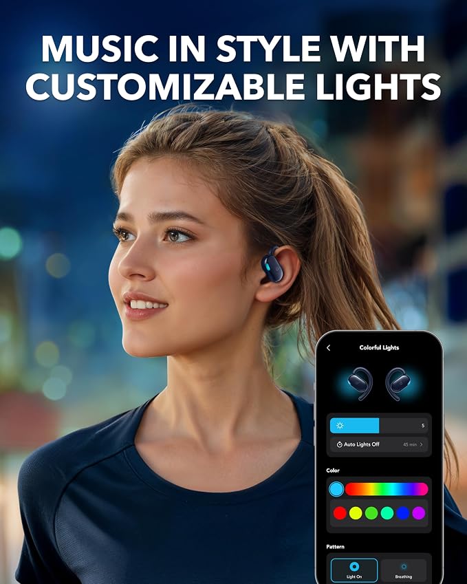 Soundcore V20i by Anker Open Ear Earbuds, Open Ear Headphones True Wireless | Adjustable Hooks, Ultra-Comfort, Snug Fit, Power Sound, Clear Calls, IP55, 36H Playtime, Bluetooth 5.4, Multipoint Connection