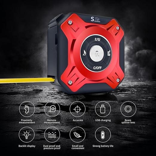 2 in 1 Laser Tape Measure with Level | 131ft/40M Laser Distance Meter Display
