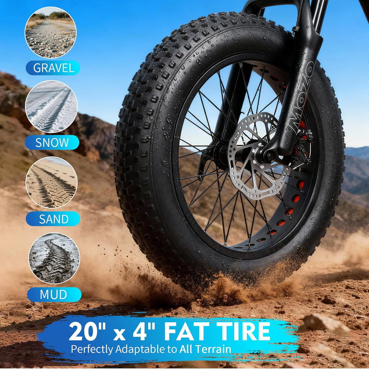 Skiennix Electric Bike - 1500W Peak Motor with 48V/20AH Battery | 20" Fat Tire for All Terrain Riding