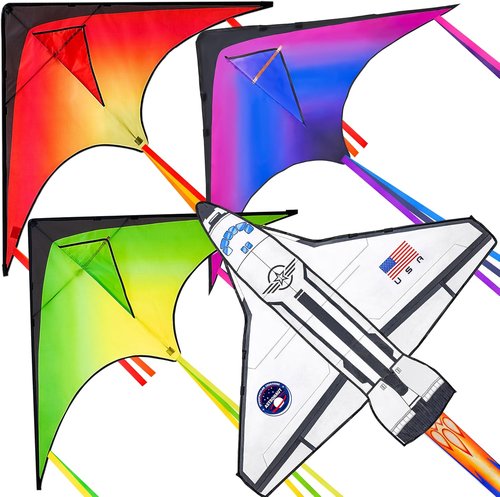 JOYIN Large Delta Kites - Easy to Fly Airplane & Spaceship Designs | Perfect for Kids & Adults Outdoor Fun