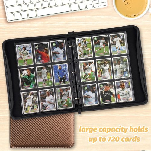 GERMUN 9 Pocket Card Binder - Premium Zip Trading Card Album for MTG, TCG & Sports Cards | Brown, 720 Double-Sided Pockets