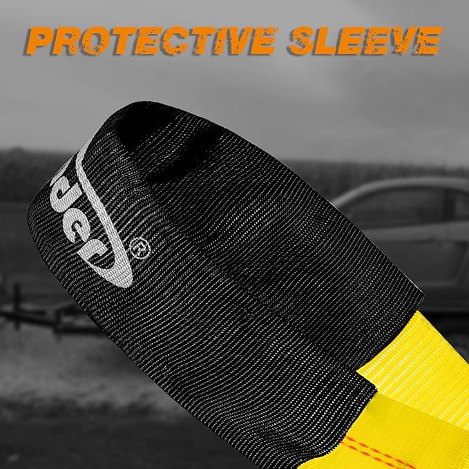 4 Pack 2" x36'' Premium Axle Straps Tie Downs with D-Ring Adjustable Tire Wheel Tie Down with Protective Sleeve Classic Yellow