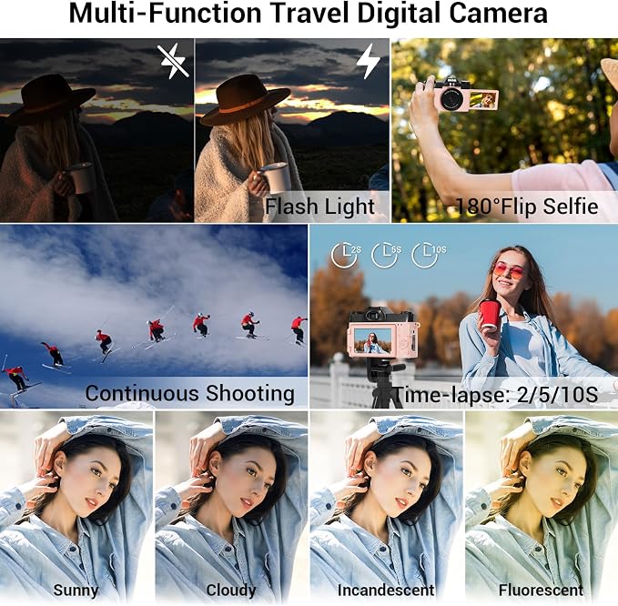 4K Digital Camera for Photography, 75MP WiFi Vlogging Camera for YouTube