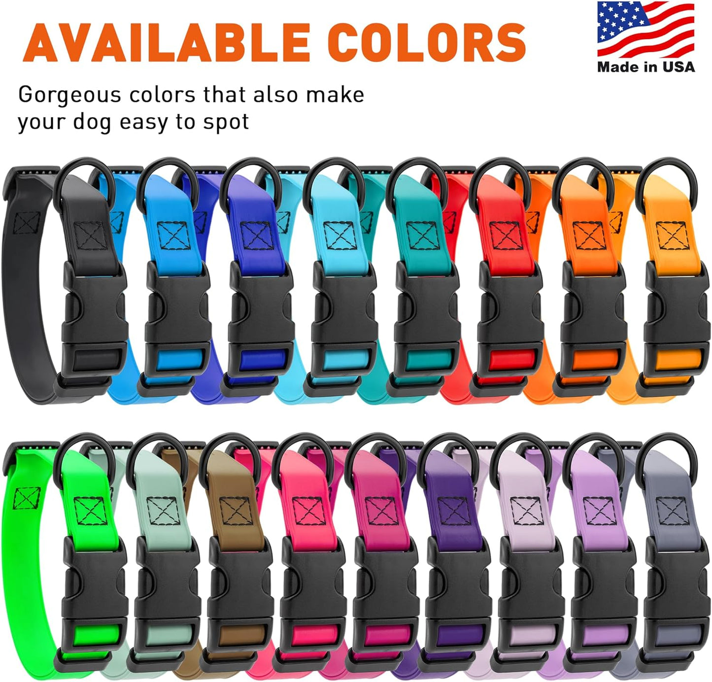 Dogline Biothane Waterproof Dog Collar with Quick Release Buckle Strong Coated Nylon Webbing with Odor- Proof for Easy Care Easy to Clean Fits Small Medium Large Dogs, Sage Green 5/8" W 9-14" L