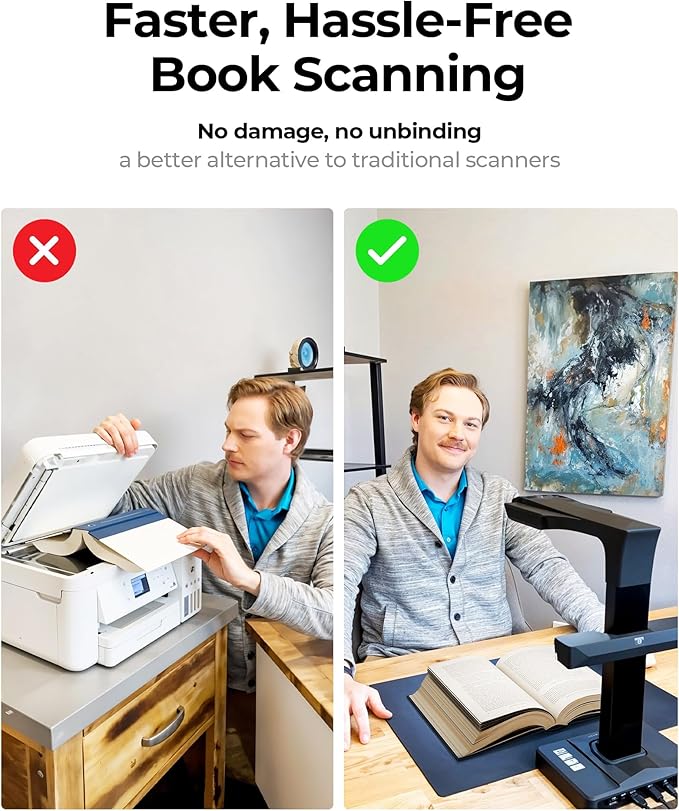 CZUR ET MAX Professional Book Scanner, 38MP Document Camera, Laser Curve-Flatten