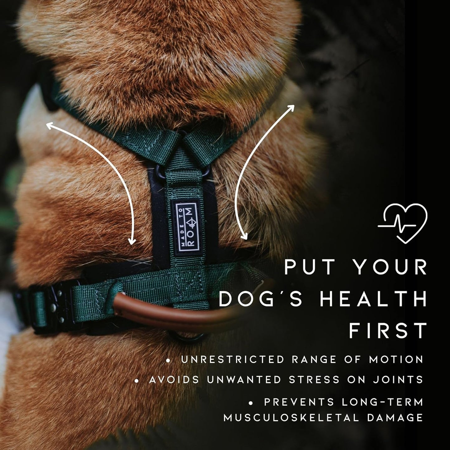 MADE TO ROAM Premium Explorer Harness - Y-Shaped Dog Harness with Adjustable Durable Nylon, Soft Padding, Metal Buckles and Leather Handle for Small, Medium, Large Dogs (Montana Moonrise, Size 2)