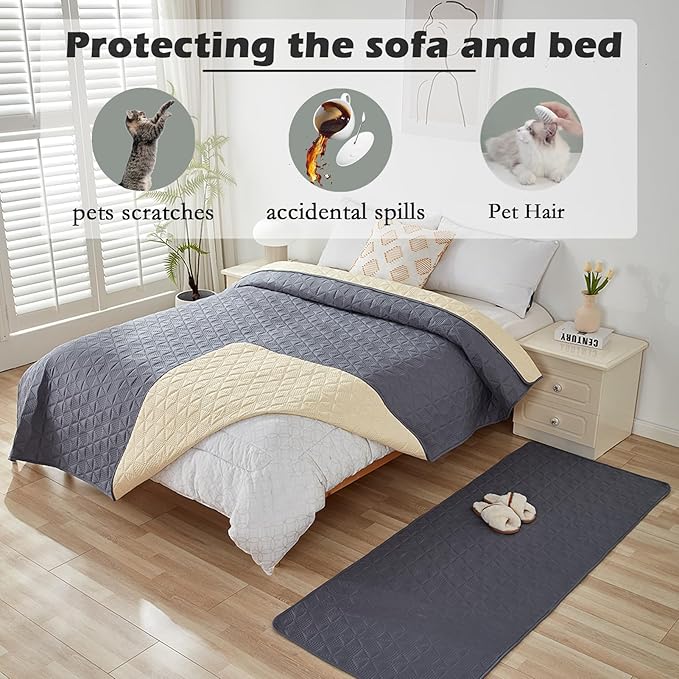 Waterproof Dog Bed Cover Pet Blanket, Soft Pet Couch Covers for Sofa Washable, Bed Couch Sofa Furniture Protector for Puppy Cat Kids (Grey,170 * 210 CM)
