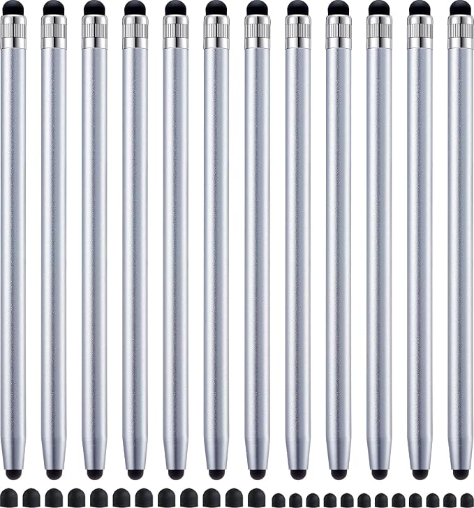 LINFANC 12Pcs Silver Stylus Pen