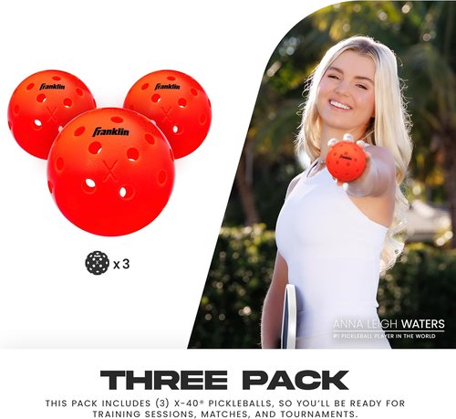 Franklin Sports X-40 Outdoor Pickleballs - Official USA Pickleball & APP Tour Regulation Size
