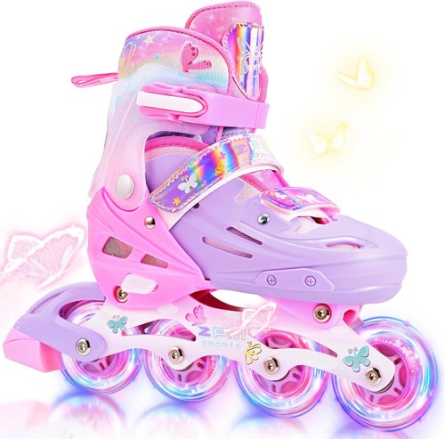 2PM SPORTS Inline Skates for Kids - Adjustable Light-Up Wheels | Ages 5-12, Perfect for Beginners