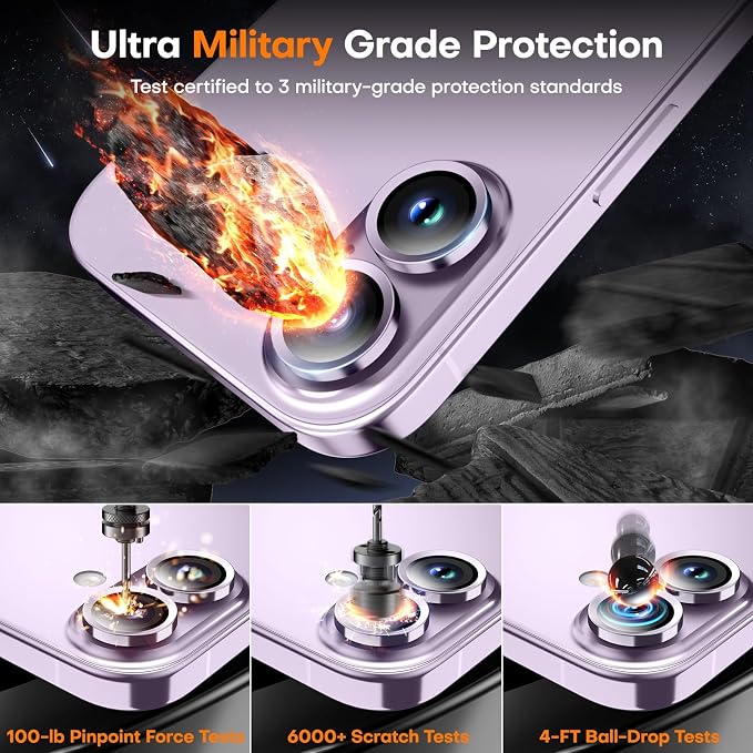 Camera Lens Protector for iPhone 17/iPhone 16/iPhone 16 Plus, Sapphire Glass