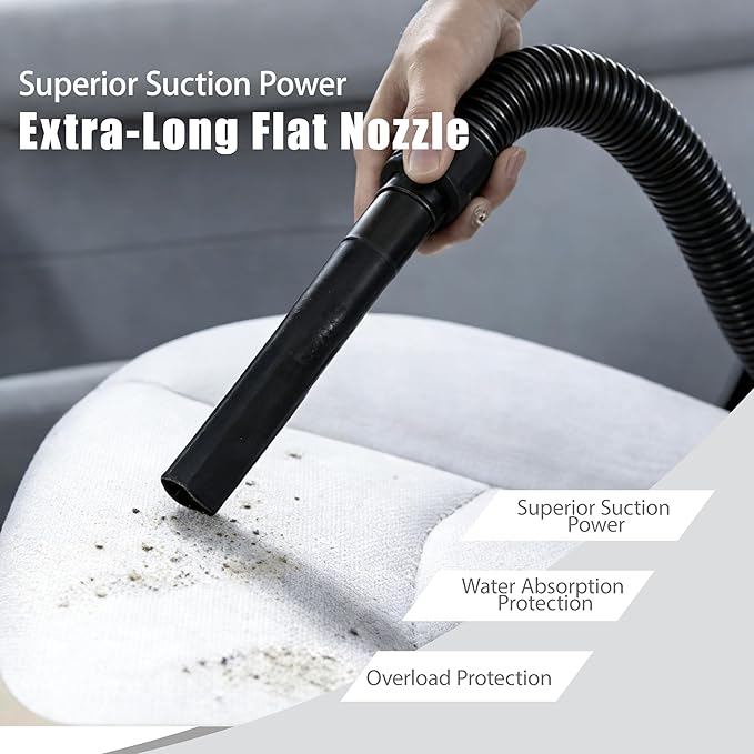 Portable Wet/Dry Vacuum, 2-Gallon, Small Shop Vacuum，Corded, Compact Wet/Dry Vacuum for Pets & Cars，Black-White Elf